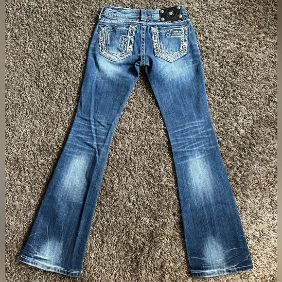 Miss Me Dark Blue Boot Cut Jeans with Silver Details - Picture 4 of 7